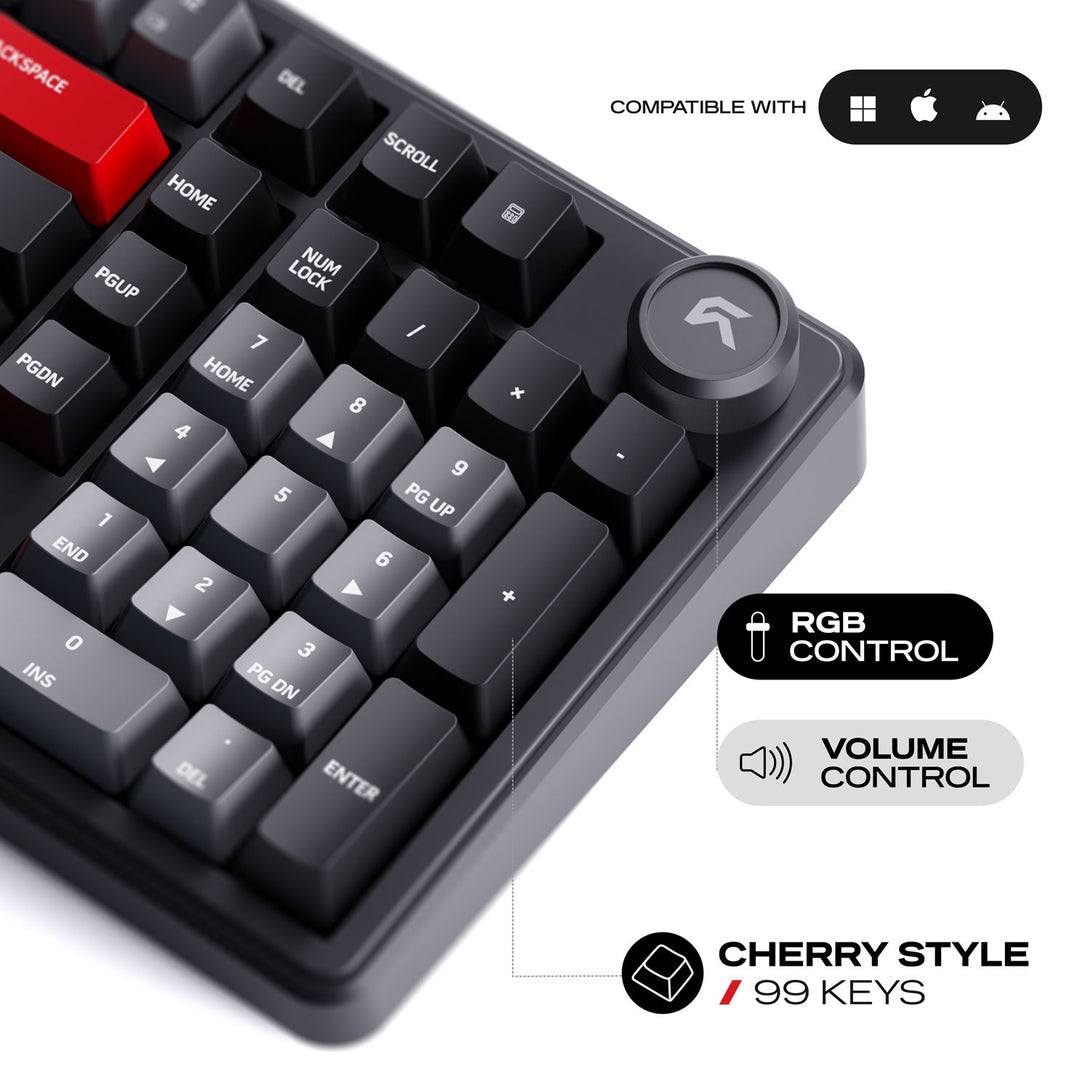 Cybeart | Akula 99 Compact Full-Size Tri-Mode Mechanical RGB Keyboard